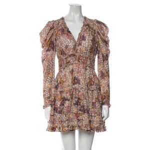 Ulla Johnson Multicolor Floral Long Puff Sleeve Dress Large 12